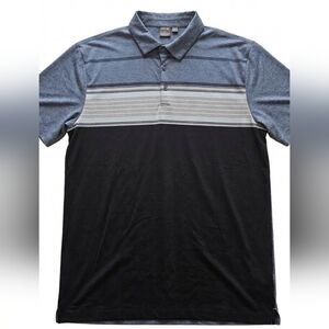 [PING] Men's Harper Short Sleeve Golf/ Polo 3 Button-up Shirt Blue/Grey/Black XL